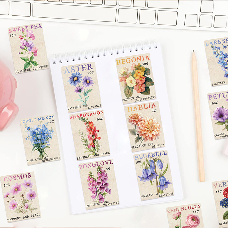 50PCS Vintage Flower Postage S - Kids Toys Vintage recension och pris