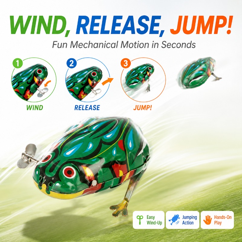Traditional Wind Up Jumping Fr - Kids Toys Vintage recension och pris