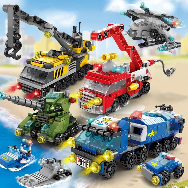 City Fire Car Building Blocks  - Kids Toys Helicopter recension och pris